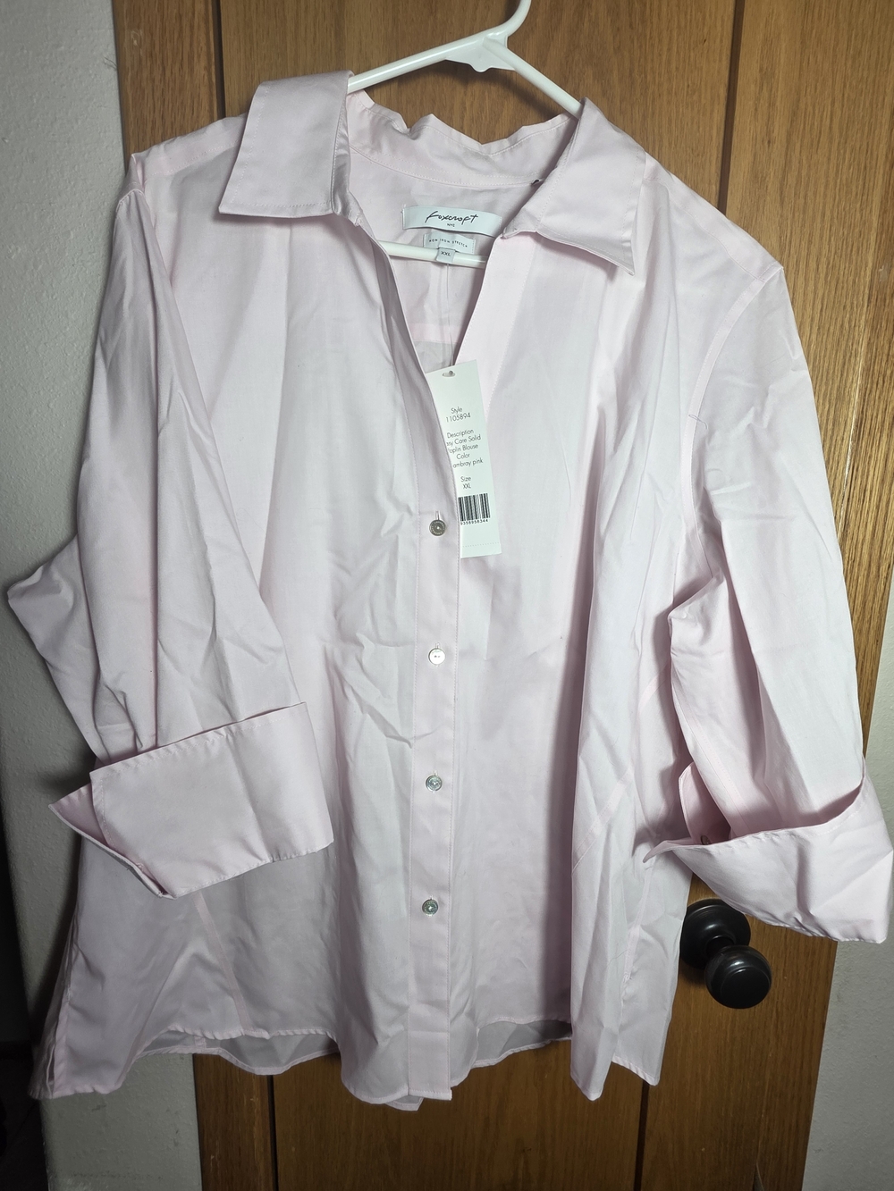 Foxcroft Light Pink Button-Down Shirt XXL